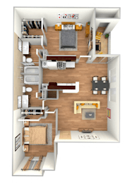 1 bed 1 bath floorplan with balcony at Twenty 15 Apartments, Austin
