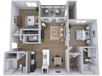 1 bed 1 bath floorplan with balcony at Radius at the Domain Apartments, Austin, Texas