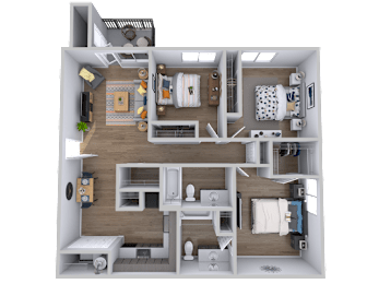 Three bedroom 2 bath floorplan at Radius at the Domain Apartments, Austin