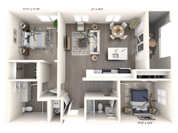  Floor Plan Two Bedroom - C2