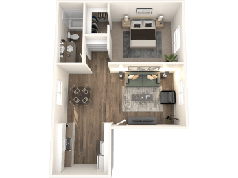 a floor plan of a bedroom with a bathroom and a living room La Terraza, Phoenix, 85018