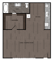 one bedroom one bath floorplan