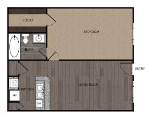 1 bedroom 1 bath A at Willow Creek Apartments, Houston, TX