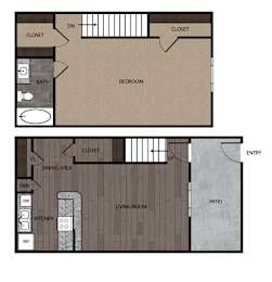 1 bedroom 1 bath D at Willow Creek Apartments, Houston