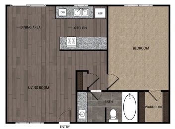 Floor Plan Plan 1 - 1-Bedroom, 1-Bath