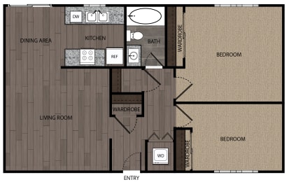  Floor Plan Plan 2 - 2-Bedroom, 1-Bath