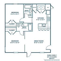 A floor plan of a house with labeled rooms and dimensions.