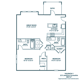 A blueprint of a house layout with labeled rooms.