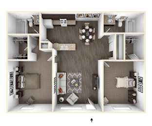 2 bed 2 bath A at Urban WalkApartments on 6th Avenue, Phoenix