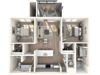 3d Unit B1-1068sf at Inspiration Apartments, Cottonwood
