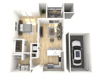 A2 One Bed Floor Plan at The Laurel Apartments, Chandler, 85286