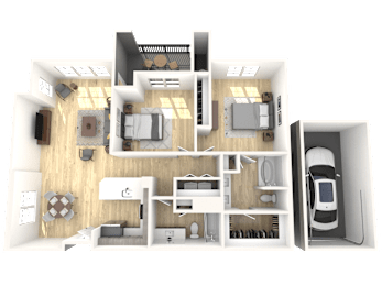 B4 Two Bed Floor Plan at The Laurel Apartments, Chandler, 85286
