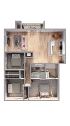 C1 Floor Plan at Denim Scottsdale, Scottsdale, 85251