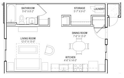 S1 - Studio Floor Plan at The 89 on Hayden, Scottsdale, 85257
