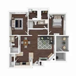 Arrowhead Summit 2 Bed 2 Bathroom Floorplan 1093 sq. ft.