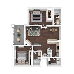 Arrowhead Summit 2 Bed 2 Bathroom Floorplan 1022 sq. ft.