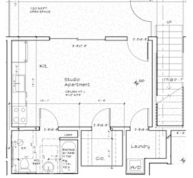 Studio 1 bathroom floorplan at Lido - 3630 Mentone Ave Apartments, Los Angeles, CA