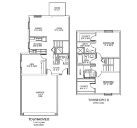 the floor plan of townhomes b and c