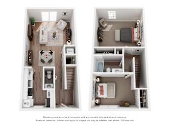 Alsace  2 bedroom 1 bathroom Floor Plan at The Courtyards of Chanticleer Apartments, Virginia Beach