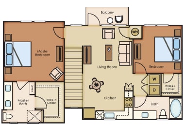 2 bed 2 bath Balsa Floor Plan at The Loree, Jacksonville, 32256