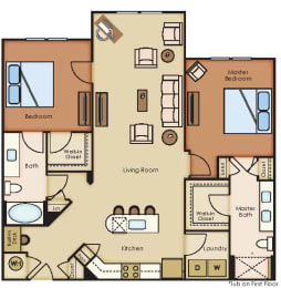 2 bed 2 bath Birch Floor Plan at The Loree, Jacksonville, FL, 32256