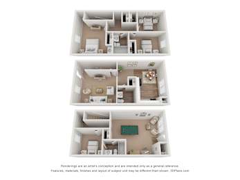 The Colonial Floor Plan at Hyde Park Townhomes, PRG Real Estate Management, Chester, VA, 23831