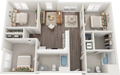 Riverdale 3 Bed 2 Bath Floor Plan at South 16 At The Bridges, VA, 24016