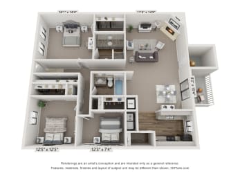 Cascade Floor Plan at The Reserve At Barry Apartments, Kansas City, MO