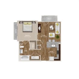 1 Bedroom and 1 Bathroom space with 2 balconies at Park at Rialto Apartments, Texas