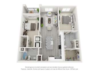2 BEDROOM 2 BATH B1 Floor Plan at AVLI AT CROSSTOWN CENTER APARTMENTS, TAMPA, 33619