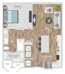 Biltmore 1 Floor Plan at Pointe at Research Park Apartments, Charlotte, NC