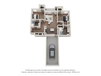 2 Bed Floorplan at One White Oak Apartments, Cumming