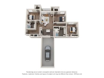 3 Bed Floorplan at One White Oak Apartments, Cumming, 30041