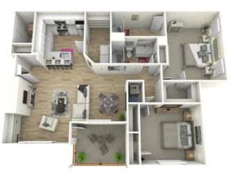 2 Bedroom Floorplan at Manchester Place Apartments, Lithia Springs, GA
