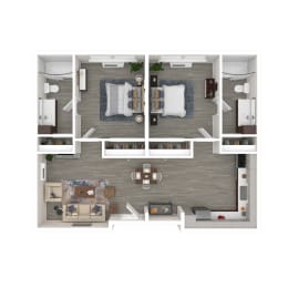 A floor plan of a 3 bedroom apartment Track 281 in Sacramento CA 95811