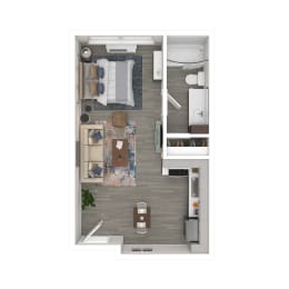 Studio apartment floorplan Track 281 in Sacramento CA 95811