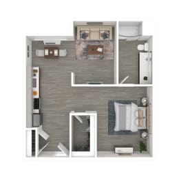 a1 floor plan  1 bedroom  129  at Track 281 Apartments, Sacramento, CA