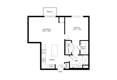 A4 1 Bedroom 1 Bath 782 Sq. Ft Floor Plan at Winfield Station Apartments, J Street Property Services, Winfield, Illinois