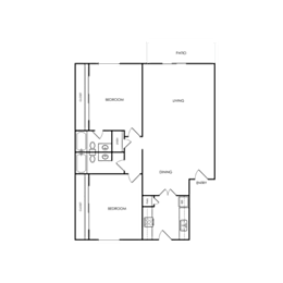 A floor plan of a house with labeled rooms.