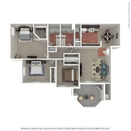 3 Bedroom / 2 Bath Floor Plan at The Hills at Quail Run, Riverside
