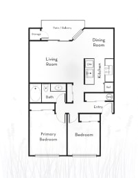 a floor plan of an apartment with a bedroom and living room