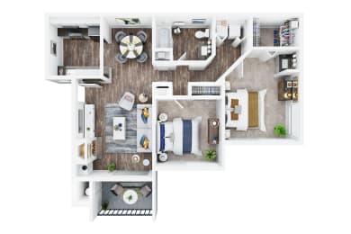 2 Bedroom 1 Bath Floor Plan at Club Pacifica, Benicia, CA 94510