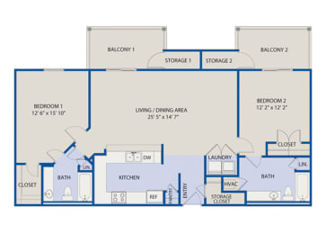 2 Bedrooms 2 Balconies - Phase I at Aspen Lakes Apartments, Indianapolis, IN