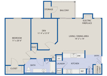 1 Bedroom With Den - Phase I at Aspen Lakes Apartments, Indianapolis, 46217