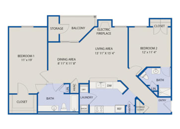 2 Bedroom 2 Baths - Phase I at Aspen Lakes Apartments, Indianapolis, Indiana
