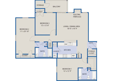 3 Bedrooms 2 Baths- Phase I at Aspen Lakes Apartments, Indiana