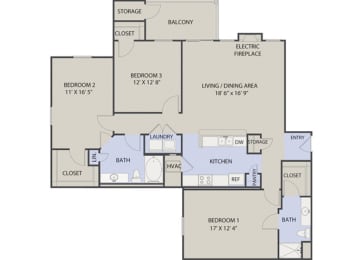3 Bedrooms 2 Baths - Phase II at Aspen Lakes Apartments, Indianapolis, 46217