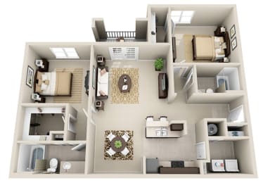 Sonoma Grande Two Bed Two Bath Apt For Rent Tulsa OK, Balcony, Washer and Dryer