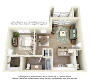 1 bed 1 bath at Cypress Lake at Stonebriar Apartments, Texas