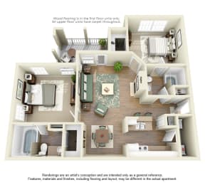 2 bed 2 bath A at Cypress Lake at Stonebriar Apartments, Frisco